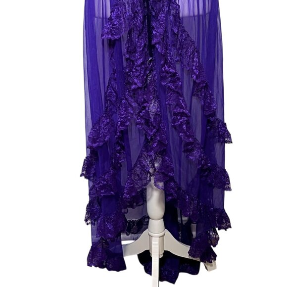 Purple Lace Babydoll Bustier Lingerie Duster Ruffles Sexy Y2K Goth Push Up Large - Picture 10 of 16